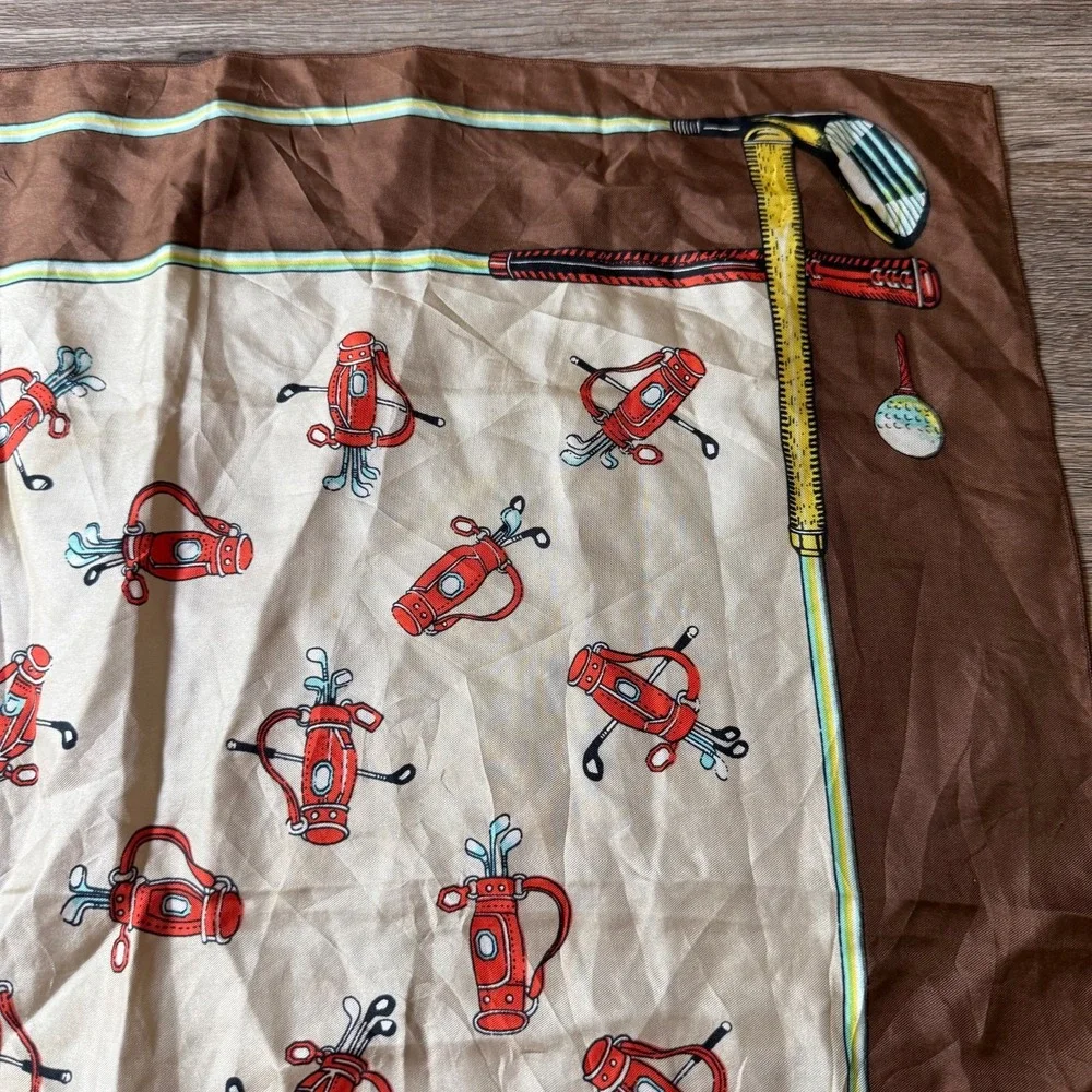 Echo Silk Scarf Golf Clubs Caddy Theme | Brown | 23